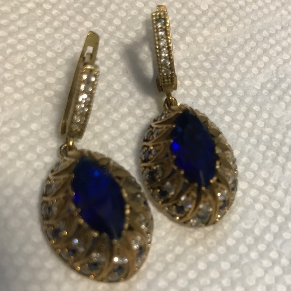 STERLING SILVER VINTAGE ANTIQUE FINISH SAPPHIRE. - Picture 6 of 8